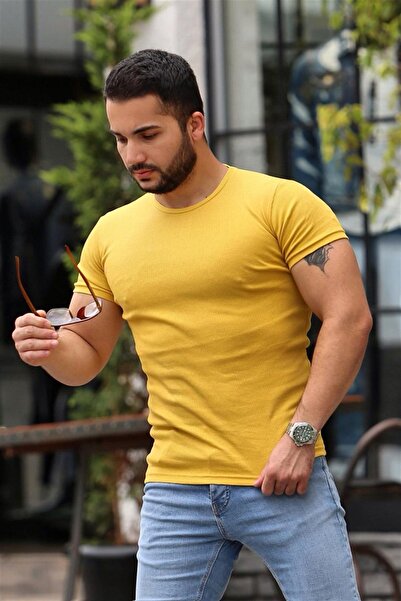 Madmext Μπλουζάκι Crew Neck Yellow Basic 4077