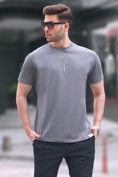 Madmext Geräuchertes Regular Fit Basic Herren-T-Shirt 6131