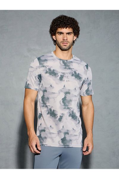 Technosport By Styli Men All-Over Print Round Neck Regular Fit T-Shirt