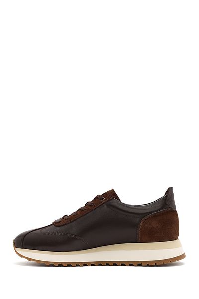 Derimod Men's Brown Lace-Up Thick Soled Leather Sneaker 25Sfd 622014
