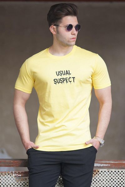 Madmext Ανδρικό T-shirt με κίτρινο στάμπα 5275