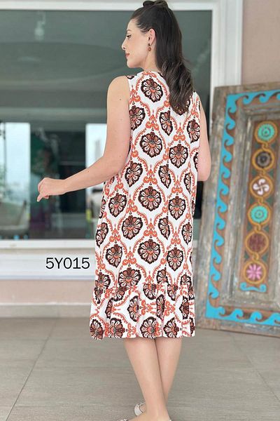 İnce Topuk Zero Sleeve Viscose Dress 5Y015