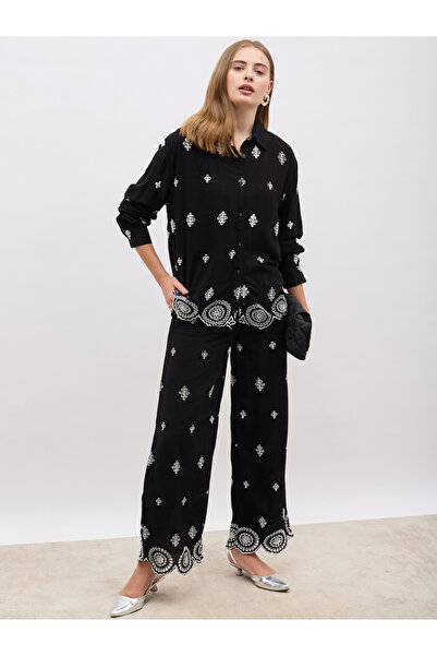 Styli قميص شيفلي بأكمام طويلة وبنطلون واسع الساق