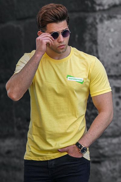 Madmext Ανδρικό T-shirt με κίτρινο στάμπα 5270