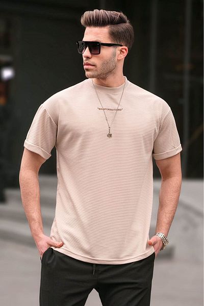 Madmext Μπεζ Lycra Basic Ανδρικό T-Shirt 6060