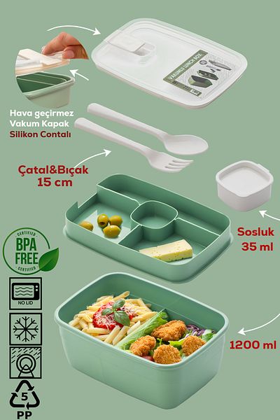 Porsima Vacuum 2 Layer Lunch Box - Lunch Box with Sauce Bowl and Compartment Lunch Box