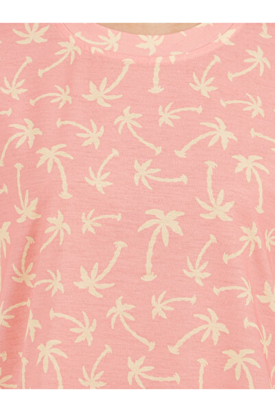 Styli All-Over Palm Tree Print Dropped Shoulder SleepT-Shirt