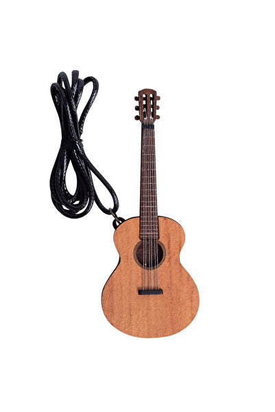 Home Ahşap Gitar Tasarımlı Kolye El Yapımı Müzik Temalı Unisex Takı