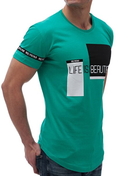 Madmext Μπλουζάκι με στάμπα Crew Neck Petrol Green 2890