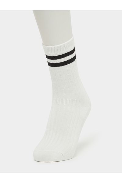 Styli Ribbed Crew Socks with Contrast Stripe Detail