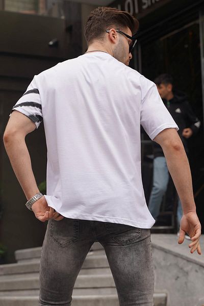 Madmext Ανδρικό T-shirt με λευκό σχέδιο πάνω από Fit 6116