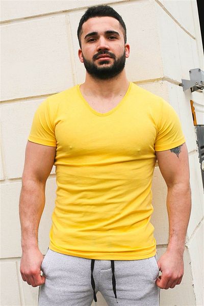 Madmext Απλό Basic Yellow T-shirt 3005