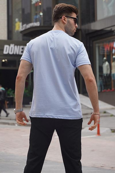 Madmext Modré pánské tričko Regular Fit Basic 6131