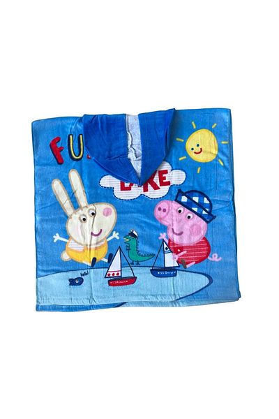 Peppa Pig Prosop poncho pentru copii, 60x120 cm, Albastru, Peppa&George