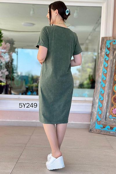 İnce Topuk Short Sleeve Button Detail Dress 5Y249