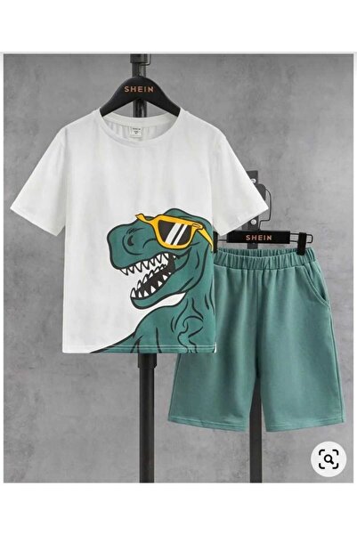 Kids مجموعة شورت رجالية بطبعة ديناصور