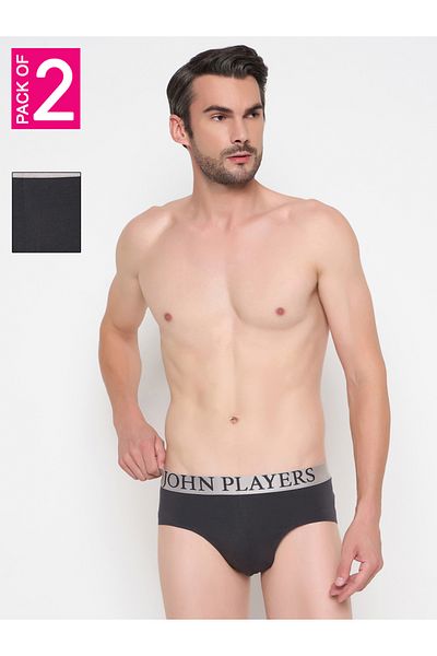 John Player By Styli Pack of 2 - Logo Print Waistband Briefs