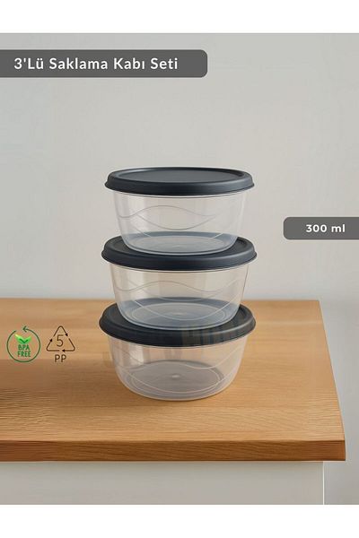 Jet's Home Round 3-Piece Storage Container Bpa Free Suitable Nutrition Container for Deep Freezer 300 ml