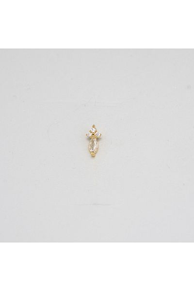 Piercing by Sever Stone Model Steel Piercing Gold/Gold Color and Transparent Stone (Targus Helix Conch Flat)