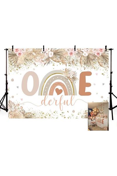 Mehofond First Birthday Photo Backdrop , Polyester, Multicolor, 2.1 X 1.5 Cm