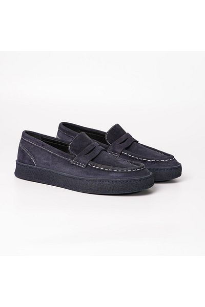 TETRİ Ramonelli Model Genuine Leather Men's Navy Blue Loafer