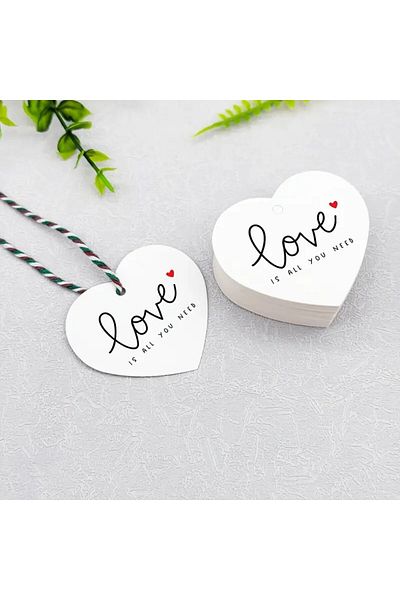 Hiras Dizayn 60Ad 6X5Cm Love Is All You Need Written with Hole Shake Label Thank You Card Clothing Packaging Card