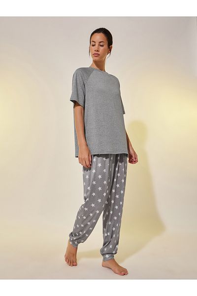 Styli Round Neck Short Sleeve T-Shirt and Joggers Set