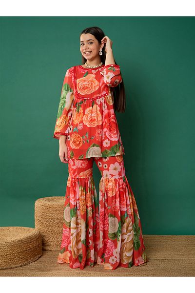 NOH-VOH By Styli Floral Print Kurta With Sharara Pants