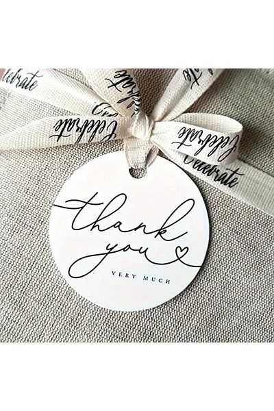 Hiras Dizayn 70Ad 5cm Thank You Written Plain Round Hole Shake Label Thank You Card Clothing Packaging Card
