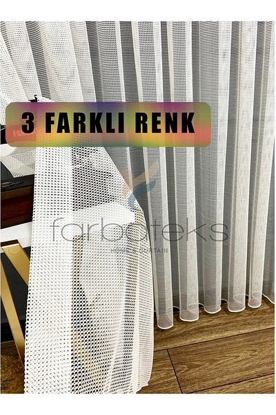 farbateks 2 Layer Pleated White Tulle Kitchen Curtain
