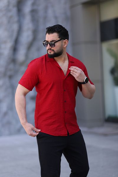 Klothy Men's Short Sleeve Apache Collar Shirt 2305-1