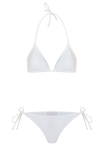 AQUELLA White Bikini Set with Shirred Back