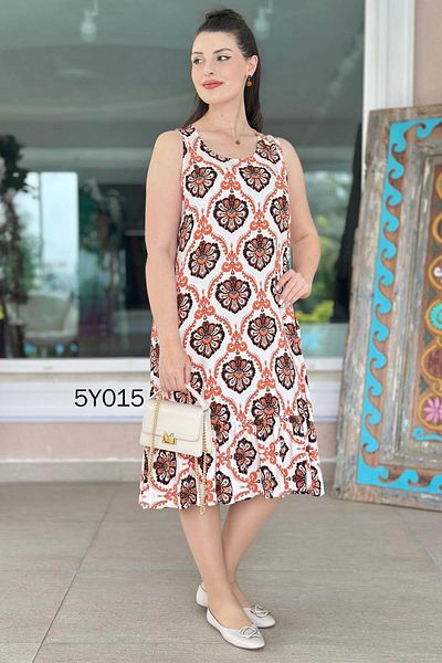 İnce Topuk Zero Sleeve Viscose Dress 5Y015