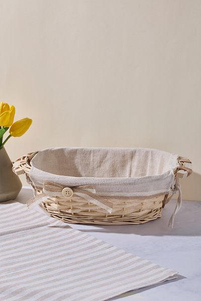 Perotti Salice Wicker Bread Basket with Handles 30X21X10 cm
