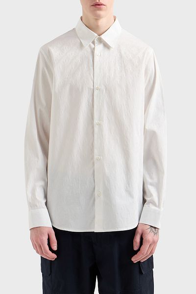 Armani Exchange Embossed Logo Printed Cotton Regular Fit Kent Collar Shirt Men's Shirt Xm 000197