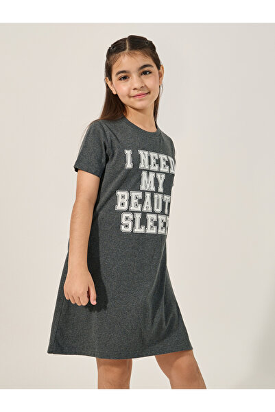 Styli Slogan Print Short Sleeve Nightdress