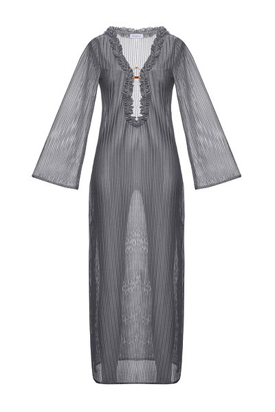AQUELLA Rochie neagră cu volane cu model în zig-zag