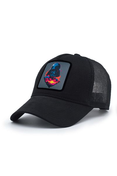 Trucker Darth Model Interchangeable Crest Mesh Cap Black