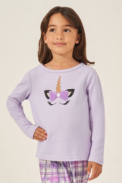 Styli Butterfly Print T-Shirt and Checked Pyjama Set