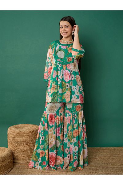 NOH-VOH By Styli Floral Print Kurta With Sharara Pants