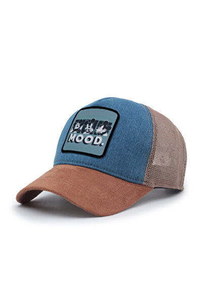 Trucker Wood Model Değiştirilebilir Armalı Fileli Şapka Süet Kot