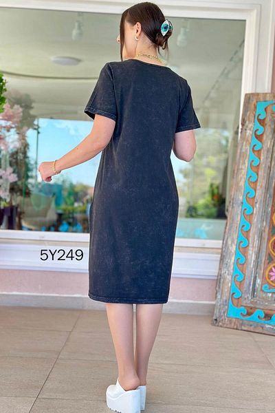 İnce Topuk Short Sleeve Button Detail Dress 5Y249