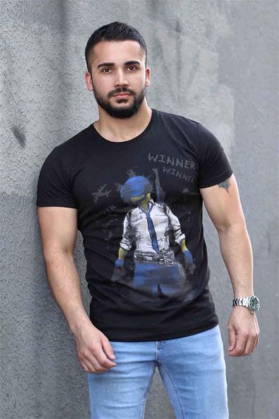 Madmext Τυπωμένο μαύρο T-Shirt 4028
