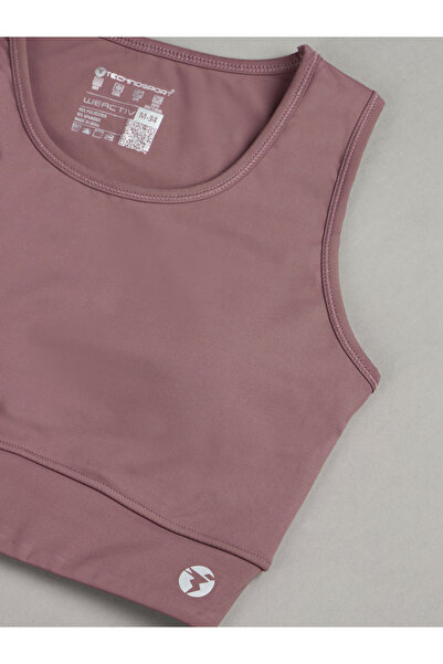 Technosport By Styli Solid Padded Sports Bra with Logo Detail