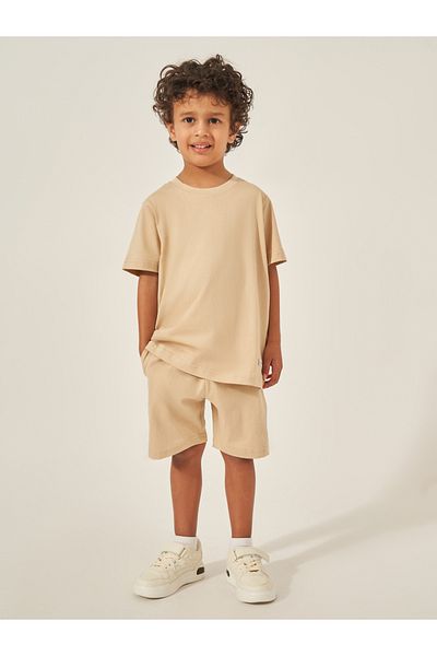 Styli Solid Round Neck T-Shirt and Shorts Set