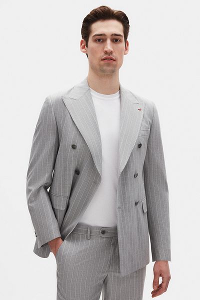 D'S Damat Costum Ds Damat Regular Fit, gri cu dungi
