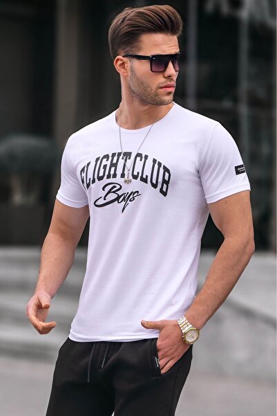 Madmext Ανδρικό εμπριμέ λευκό T-shirt 4591
