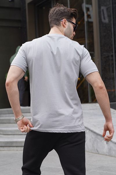 Madmext Graues T-Shirt mit aufgedruckter Tasche für Herren 5861