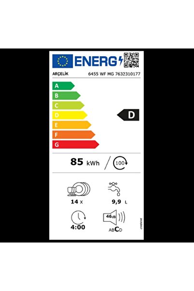 Arçelik 6455 Wf Mg 5 Programlı Bulaşık Makinesi