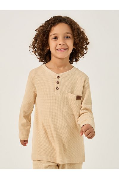 Styli Pack of 2 - Waffle Knit Design Half-Button Front T-Shirt